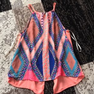 Neon colored opened back tank top
